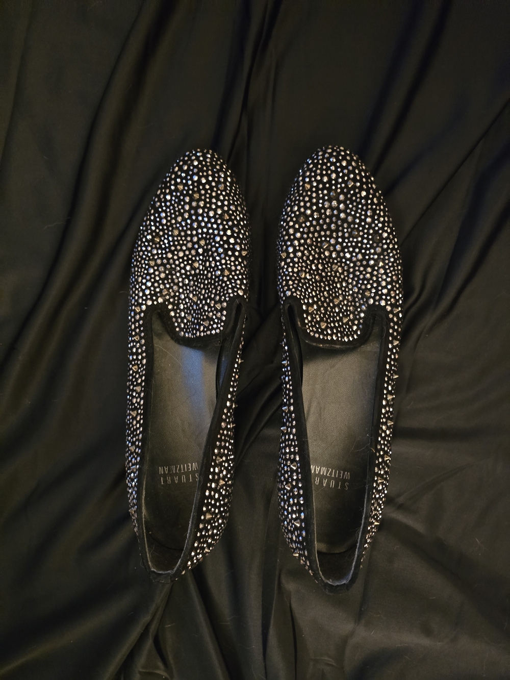 Stuart Weitzman Black Crystal-Studded Men's Slip-On Loafers